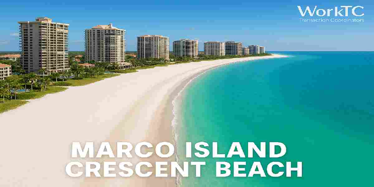 Beautiful Crescent Beach on Marco Island, FL, featuring WorkTC Transaction Coordinators for luxury coastal property sales over the Gulf