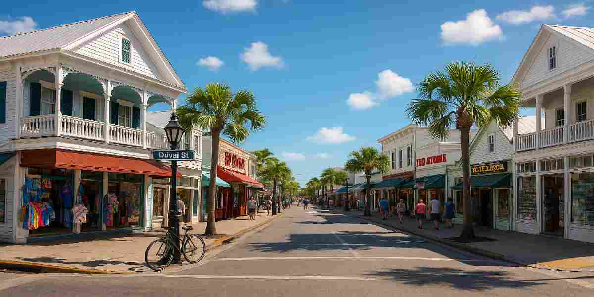 Iconic Duval Street with unique architecture in historic Key West, FL, served by WorkTC Transaction Coordinators for southernmost properties